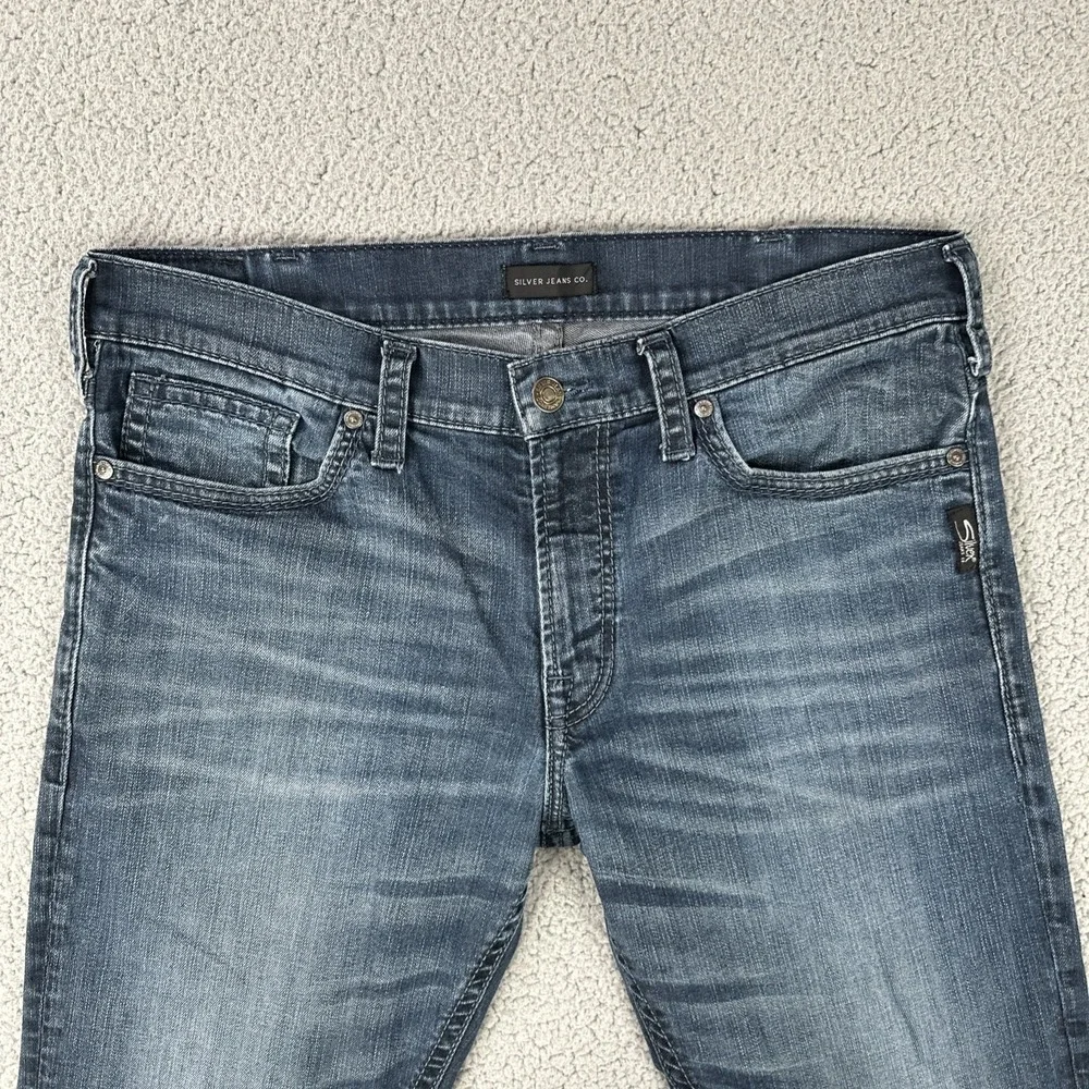 Silver Jeans Co Eddie Jeans Men 36x27* Blue Straight Leg Stretch Faded Whiskered